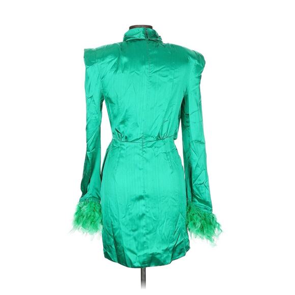 Bronx and Banco Nadine Mini Dress Emerald Green Silk Feather L - Picture 3 of 5